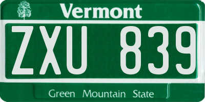 VT license plate ZXU839