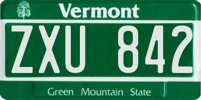 VT license plate ZXU842