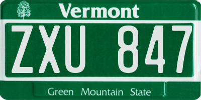 VT license plate ZXU847
