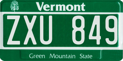 VT license plate ZXU849