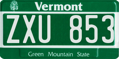 VT license plate ZXU853