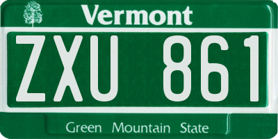 VT license plate ZXU861