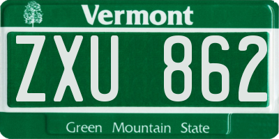 VT license plate ZXU862