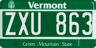 VT license plate ZXU863