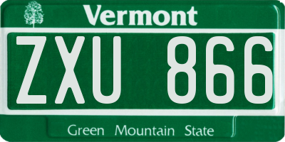 VT license plate ZXU866