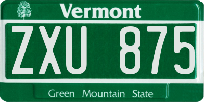 VT license plate ZXU875