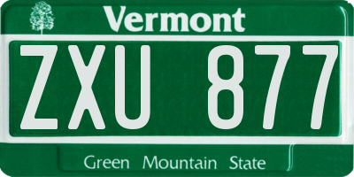 VT license plate ZXU877