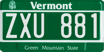 VT license plate ZXU881