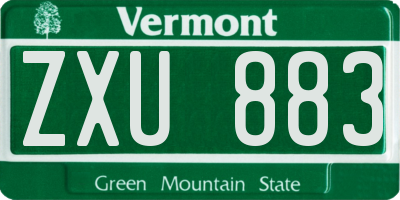 VT license plate ZXU883