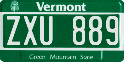 VT license plate ZXU889
