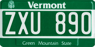 VT license plate ZXU890