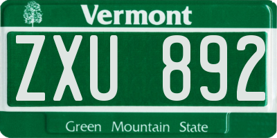 VT license plate ZXU892