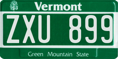 VT license plate ZXU899