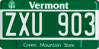 VT license plate ZXU903