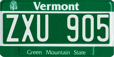 VT license plate ZXU905