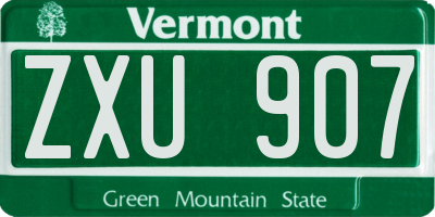VT license plate ZXU907