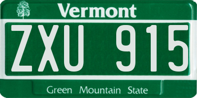 VT license plate ZXU915