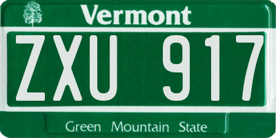 VT license plate ZXU917