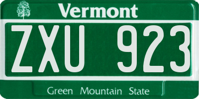 VT license plate ZXU923