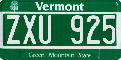 VT license plate ZXU925