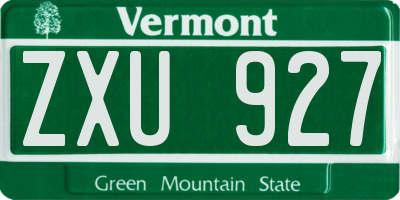 VT license plate ZXU927