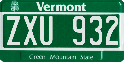 VT license plate ZXU932
