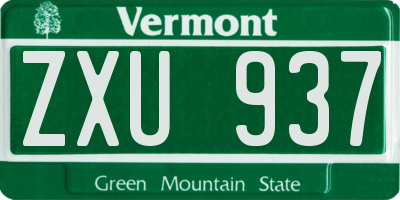 VT license plate ZXU937