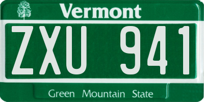VT license plate ZXU941