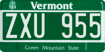 VT license plate ZXU955