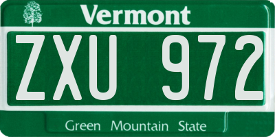 VT license plate ZXU972