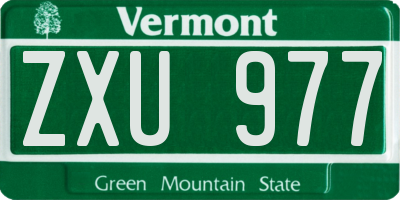 VT license plate ZXU977