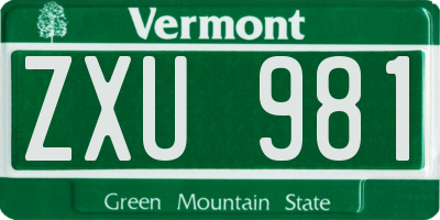 VT license plate ZXU981