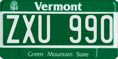 VT license plate ZXU990