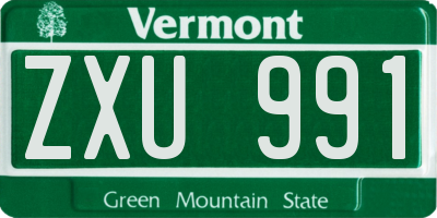 VT license plate ZXU991