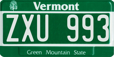 VT license plate ZXU993