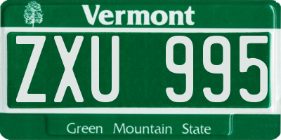 VT license plate ZXU995