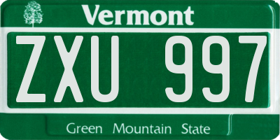 VT license plate ZXU997