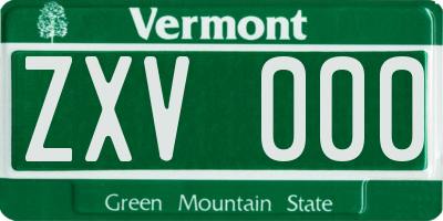 VT license plate ZXV000