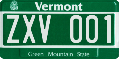 VT license plate ZXV001