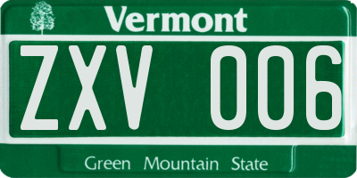 VT license plate ZXV006