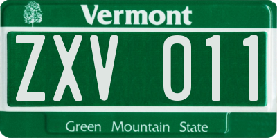 VT license plate ZXV011