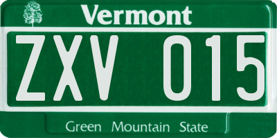 VT license plate ZXV015