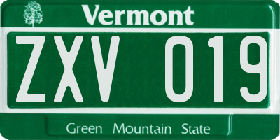 VT license plate ZXV019