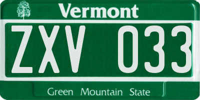 VT license plate ZXV033