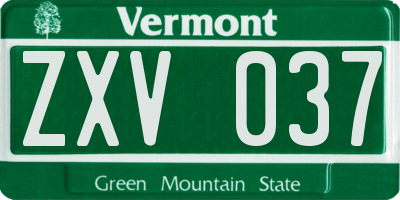 VT license plate ZXV037
