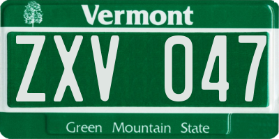 VT license plate ZXV047