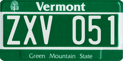 VT license plate ZXV051