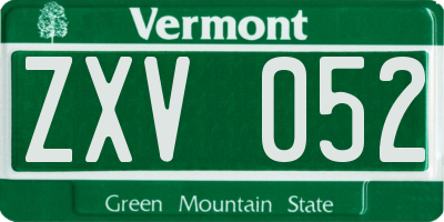 VT license plate ZXV052
