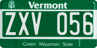 VT license plate ZXV056