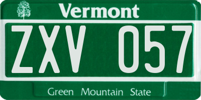 VT license plate ZXV057
